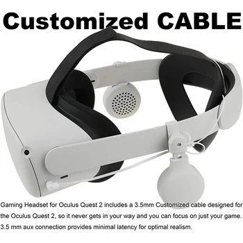 VR Melhorar o Som através de Auscultadores para o Oculus Quest 2 Gire 360 Graus Aux Conector de Fones de ouvido para o Oculus Quest 2