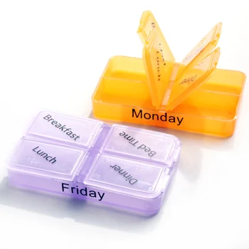 Novo 7 Dias Caixa De Pílula Pílula Caso Recipiente Para Comprimidos Semanal Pillbox Tablet Classificador De Medicina Semanal Caixa De Armazenamento De Recipiente Organizador