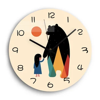 Acrílica decorativa de Parede Relógio de Design Moderno Urso Crianças Silent Quartz 3D Digital, Relógios de Parede para Sala de Crianças de Decoração de Casa de Dom