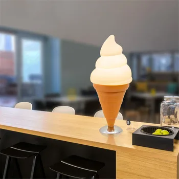 Criativo Ice Cream Cone De Crianças Candeeiro De Mesa Para Sala De Jantar, Quarto, Bar, Mesa De Luz Da Noite Sobremesa Loja De Decoração Dispositivo Led E27