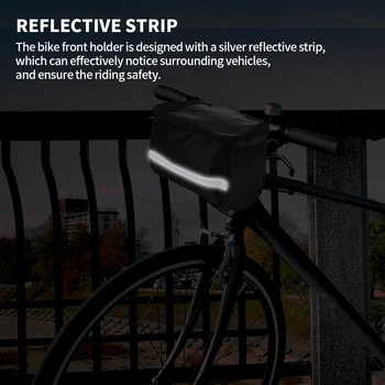 Bicicletas de ciclismo Isolado Frente Saco de MTB Bicicleta Bolsa de Guidão Cesta Pannier Saco mais fresco Com Faixa Reflexiva Acessórios de Moto