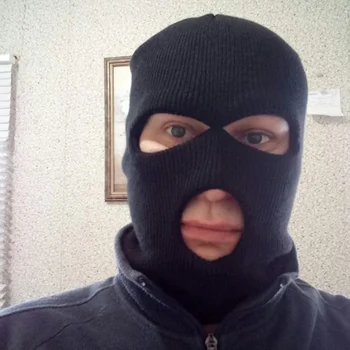 Novos Homens de Chapéu de Malha de Inverno de Estiramento facial Beanies Máscara de Pó de Proteção à prova de Vento Preto Suaves Moda Pac