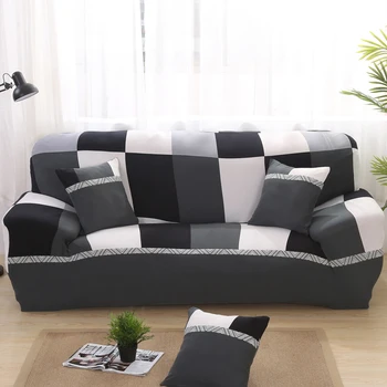 1/2/3/4-assento preto-e-branco sofá-capas para sofá da sala de estar capa de sofá cadeira de capa de material elástico caso para o sofá