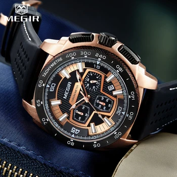 MEGIR dos Homens de Moda de Relógios as melhores marcas de Luxo, Relógios de Grande Dial Militar Quartzo Relógio Homens Waterproof o Desporto Cronógrafo de Pulso