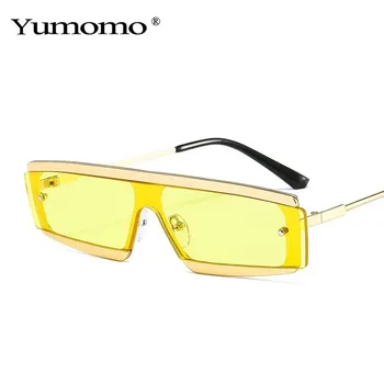 2021 Moda Retângulo, Uma Peça de Óculos de sol das Mulheres do Vintage Semi-sem aro do Oceano Clara Lente de Óculos de Homens, Óculos de Sol com Tons UV400