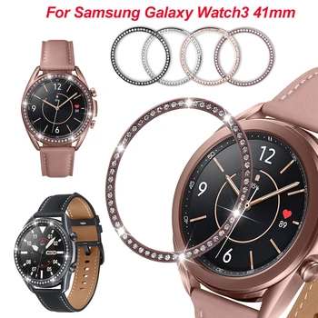 Bling Moldura Para Samsung Galaxy Watch 3 41mm de Diamante Anel de Metal Adesivo Tampa Anti-risco Protege Acessórios Assistir Galaxy3 41