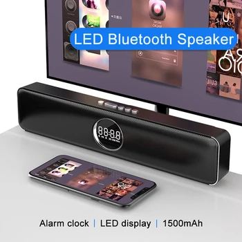 LED Altavoces o Orador de Bluetooth Relógio Despertador Caixa De Som Amplificada Radio FM de Barra de TV Home Theatre System Subwoofer alto-Falantes