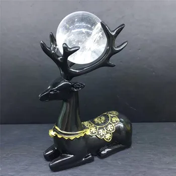 Natural bola de cristal decoração de pedras figuras de stand presentes de decoração de casa de drop Shipping presente de Natal