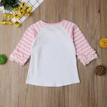 Páscoa Menina De Crianças T-Shirt Impresso Coelho De Coelho Parte De Cima Camisa Rosa Tee Blusa