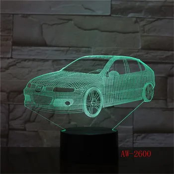 7 Cores Mudando Presentes Criativos Besouro Carro Modelação 3D de Led da Lâmpada de Mesa Usb Botão de Toque do Veículo Luzes da Noite de Crianças AW-2600