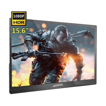 JOHNWILL Nova Atualização De 15,6 Polegadas Portátil HD HDR FHD 1080P Monitor para Jogos de PC IPS HDMI Tipo C PS4 Monitor para Xbox Mudar