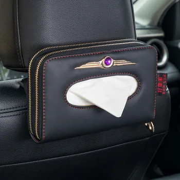 Carro caixa de tecido titular de Luxo, capa de Couro PU de Auto Caixa de Papel Tampa do compartimento do Caso