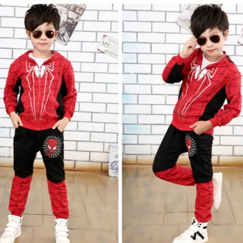 Homem-aranha capuz crianças + calças de menino Bebê meninas roupa conjuntos de roupas infantis fatos de homem aranha cosplay traje crianças casaco com capuz