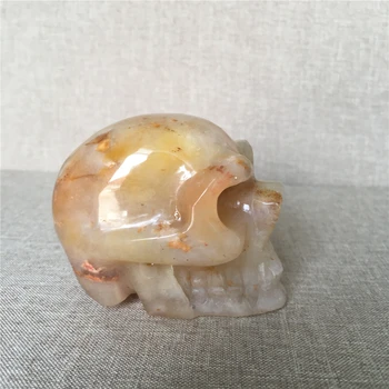 Natural de crânios Amarelo com cristal de quartzo para venda de Pedras e cristais de decoração de interiores, decoração crânios de cristal