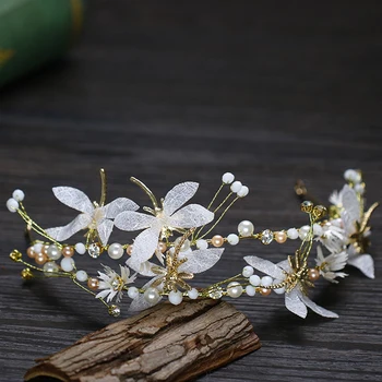 Feito À Mão Pérola Concurso De Libélula Coroa Tiara De Cristal Nupcial Tiara Hairband Para As Mulheres Do Cabelo Do Casamento Jóias Acessórios