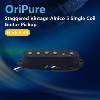 OriPure Escalonadas Vintage Alnico 5 Guitarra De Captador Single Coil Pickup De Pescoço Preto Para Strat Style Partes De Guitarra