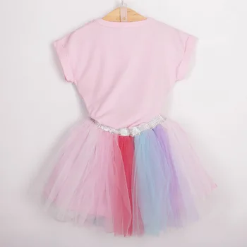Ins novo estilo filhos da saia de 2018 verão meninas de saia colorida, gaze princesa princesa vestido de Unicórnio