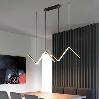 Artpad Moderna LED Iluminação Pingente Ilha de Cozinha Sala de estar de Forma de Onda de Suspensão de Luz Preto/ Ouro arte em Ferro dispositivo elétrico da Lâmpada 26W