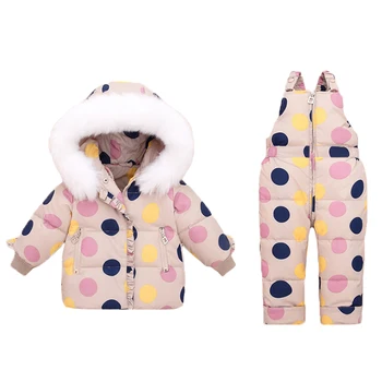 2pcs Conjunto Bebê Menina de casaco de inverno e o bebê macacão de revestimento para as meninas Crianças para baixo do Casaco quente Miúdos bonitos terno de esqui de roupas de 0 a 3 anos