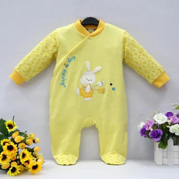 2021 Pouco Q puro algodão recém-nascido primavera, outono roupas uma peça footies bebê infantil cueca quatro cores de roupas