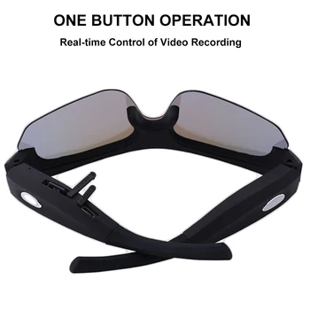 Conway Filmadoras Mini Óculos Polarizados Vídeo de Esportes de Óculos de sol a Câmera e Gravação de Foto de Óculos de DVR Portátil de Óculos com Fones de ouvido