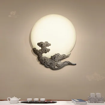 Lua chinês nuvem de parede de lâmpadas de luz hotel sala de cabeceira do quarto lâmpada moderna escada restaurante corredor suporte de luz sutiã