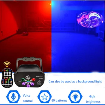 Multifunções Luzes da Fase de Novo DJ da Discoteca Luz Laser USB de Recarga sem Fio de Controlo de Terceiros Efeito de Luz para a Casa de Férias de Natal