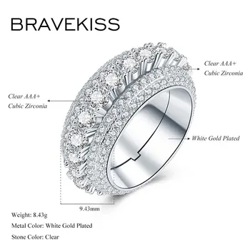BRAVEKISS Moda Rotativa de Anéis para as Mulheres Zircão Anéis de Dedo Anéis de Casamento Femme de Luxo Engajamento Jóias Drop Shipping UR057
