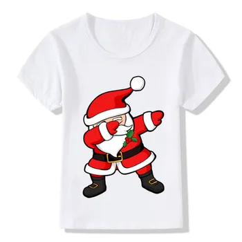Santa Padrão Engraçado Crianças T-Shirt Miúdos Feliz Natal Cartoon Roupas de Bebê Meninos Meninas rapazes raparigas Verão T-shirt
