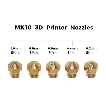 Impressora 3D Bico MK10 Rosca de Latão na Cabeça da Extrusora Bico de 0,2-1 mm Agulhas Limpas Impressora 3D Acessórios