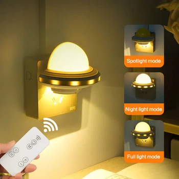 Controle Remoto inteligente da Luz da Noite Plug-Diodo emissor de luz no Quarto da Lâmpada de Cabeceira Luminosa da Lâmpada de Alimentação da Lâmpada pode ser escurecido