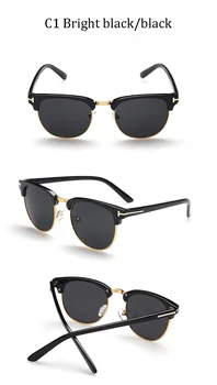 Luxo Clássico James Bond marca de moda Homens Mulheres tom óculos de sol Feminino Metade do quadro UV400 macho T óculos de sol oculos Gafas de sol