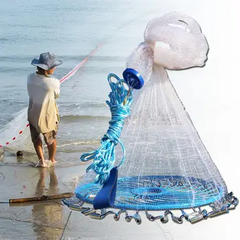 240/300/360cm a Pesca Exterior Finefish Com lastro de Lançar Mão de Malha Fina Elenco Net Voando Armadilha de Disco Arremesso de Captura de rede de Pesca Ferramenta