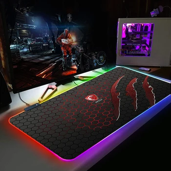 MSI DIY do RGB do Costume Grandes Jogos com iluminação Led Estendido Iluminação Mouse Pad de Bloqueio de Borda do tapete de rato Teclado Secretária Tapete para CSGO