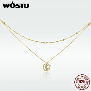 WOSTU 2020 Novo 925 Silver Lua Em Sol Pingente de Colar Para Mulheres Envolvimento de Aniversário de Jóias Clássico Dom DXN305