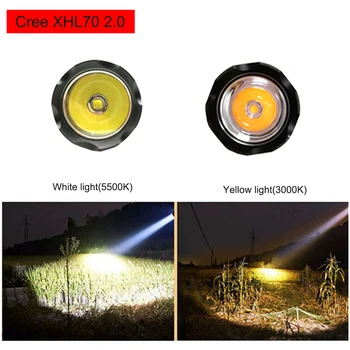 2020Newest! LED Mergulho Lanterna Tática 26650 Tocha Amarelo/Branco Luz de 4000 Lúmens Subaquática 100M Impermeável XHP70 Mergulho Lâmpada