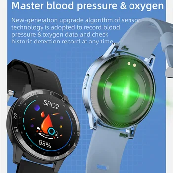 PPG Esporte Smart Watch Full Touch Tela Ronda Bluetooth 5.0 Smartwatch da frequência Cardíaca Pressão Arterial Monitor Inteligente Relógios de Homens Mulheres