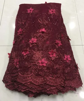 3D Flor de Alta Qualidade Tecido de Renda, África do Laço de Tecido Blush cor-de-Rosa, Applique Bordado Laço de Tecido para Vestidos de ZA35-21