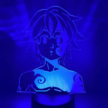 Acrílico Noite de Luz da Lâmpada de Mangá, Os Sete Pecados Mortais Gadget para a Sala de Casa Luz Decorativa Meliodas Figura Crianças Lâmpada de Tabela de Presente