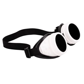 SAYFUT Homens Mulheres Brancos Armação de Óculos de Steampunk Copos de Vidro transparente Lente de Cosplay Vintage Óculos de Soldagem Gótico Legal Óculos