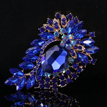Zlxgirl jóia de Grande tamanho mulheres de azul de strass flor broches pinos de moda de liga de estanho hijab pinos acessório broches broch