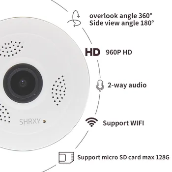 SHRXY Panorâmicas de 360 Graus de Ângulo Amplo de MINI Cctv Câmera HD 960P sem Fio Smart IP Câmera Fisheye da Segurança Home V380 wi-Fi Câmera