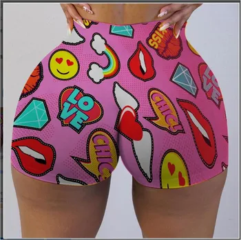 Doces Shorts Esportes Fitness Push-Up Multicolor Sexy Clube De Festa Bonito Snickers Shorts De Verão Magro Lanche Shorts Mulheres De Mini Shorts
