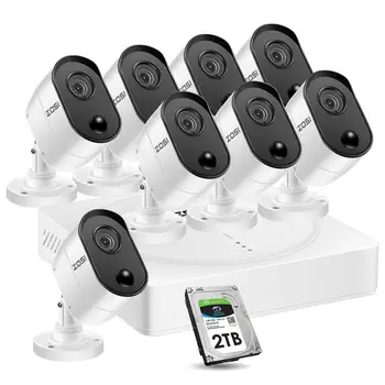 ZOSI 8 Canais CCTV Sistema de 8x1080P 2MP Exterior Câmeras de Segurança de Vigilância de Vídeo de DVR Kit com Sensor de PIR Casa Secueity Câmara