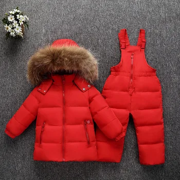 2020 Inverno quente para baixo do casaco para menina roupas de criança roupas de conjuntos de meninos parka real casaco de pele de crianças de neve desgaste do bebê sobretudo
