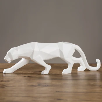 4 Cores Geométricas Em Preto E Branco Leopard Estátua Abstrato Moderno Resina Animal Panther Estatueta Para Casa Decoração Enfeites De Escultura