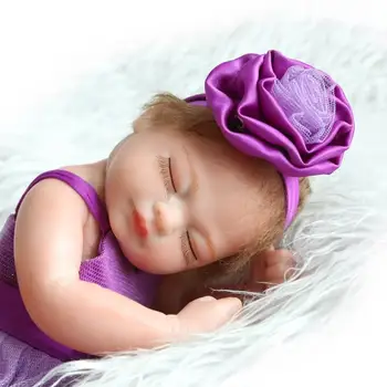 Silicone renascer bonecas para meninas, brinquedos, realistas bebê recém-nascido com vestido roxo mohair crianças, presente de aniversário bonecas