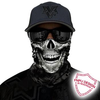 3D sem costura Balaclava Pescoço Bandana Buff Máscara facial de Camuflagem de Moto Fantasma Crânio Face Escudo Durag Halloween Bandana Lenços
