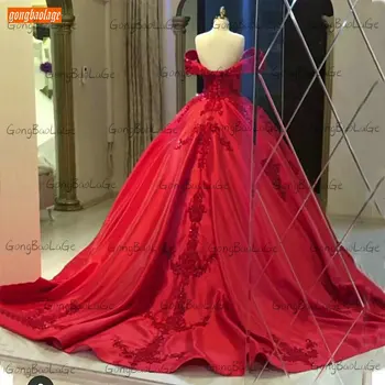 Elegante Vermelho Vestidos De Noite Laço Appliqued Frisado De Cetim Vestido De Baile Banquete Abiti Da Cerimonia Da Sera 2020 Mulheres Vestidos De Festa