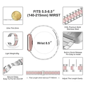 Relógio de Aço inoxidável Pulseira Para o Fitbit Versa/VERSA, a Faixa de 2 Mola do Bracelete de Substituição de Metal Pulseiras Para Fitbit Versa Lite